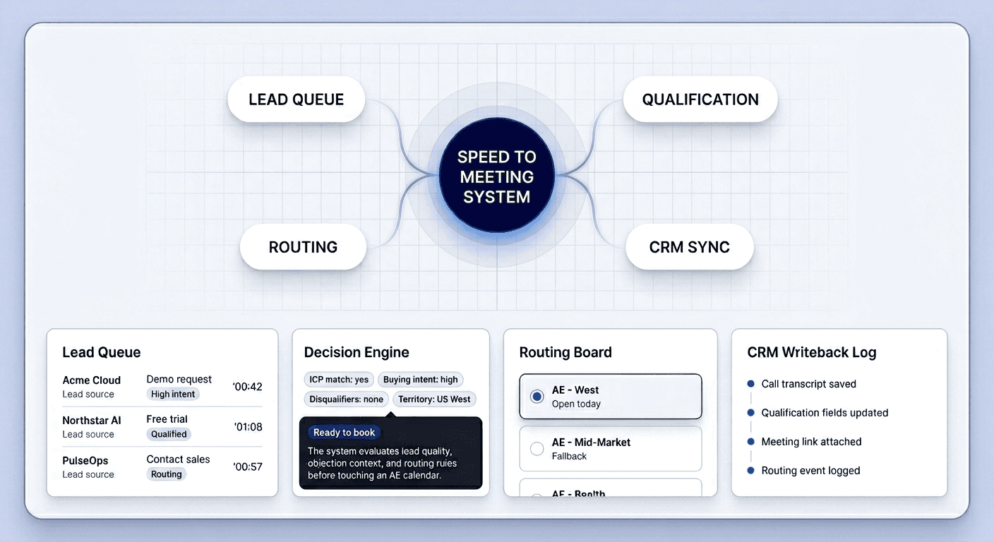 Inbound control center showing qualification, routing, and CRM visibility.